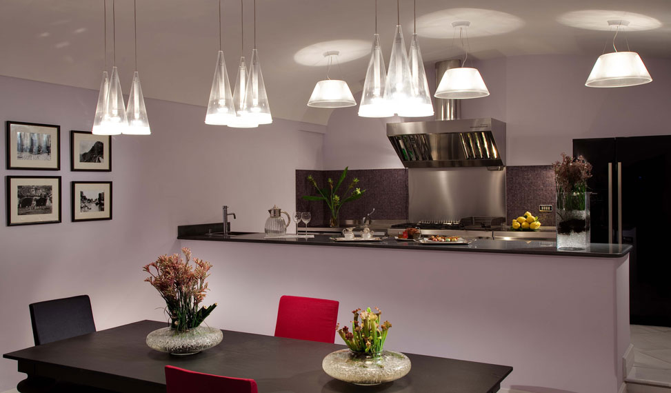 The kitchen and dining area at Villa di Praiano.