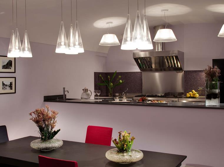 The kitchen and dining area at Villa di Praiano.