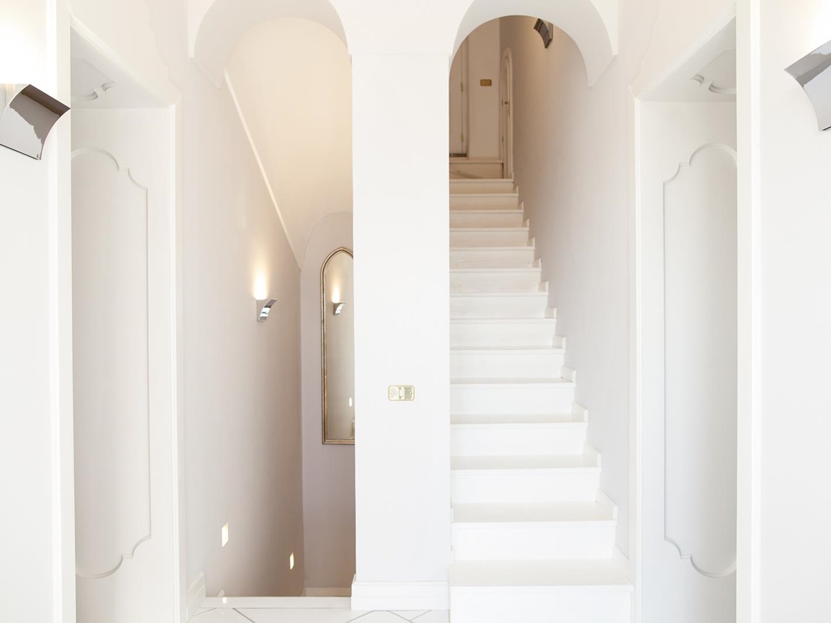 Stairways leading both upwards and downwards at Villa di Praiano.