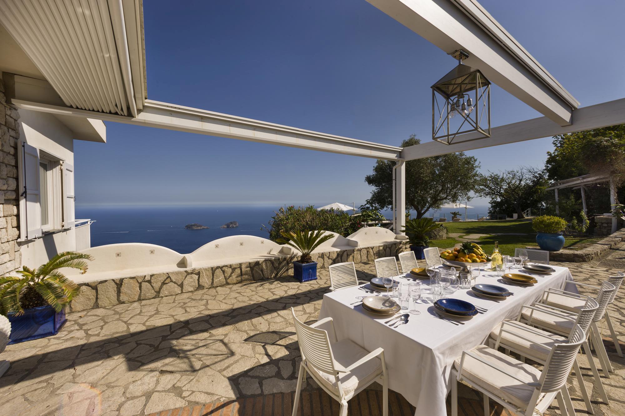 the outdoor terrace at ensuite master bedroom in Villa li Galli, Amalfi Coast