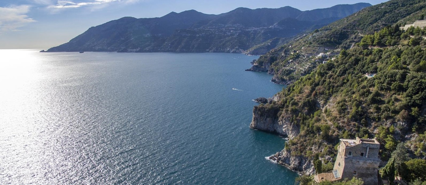 Aerial view of Villa Maiori on the Amalfi Coast, Italy