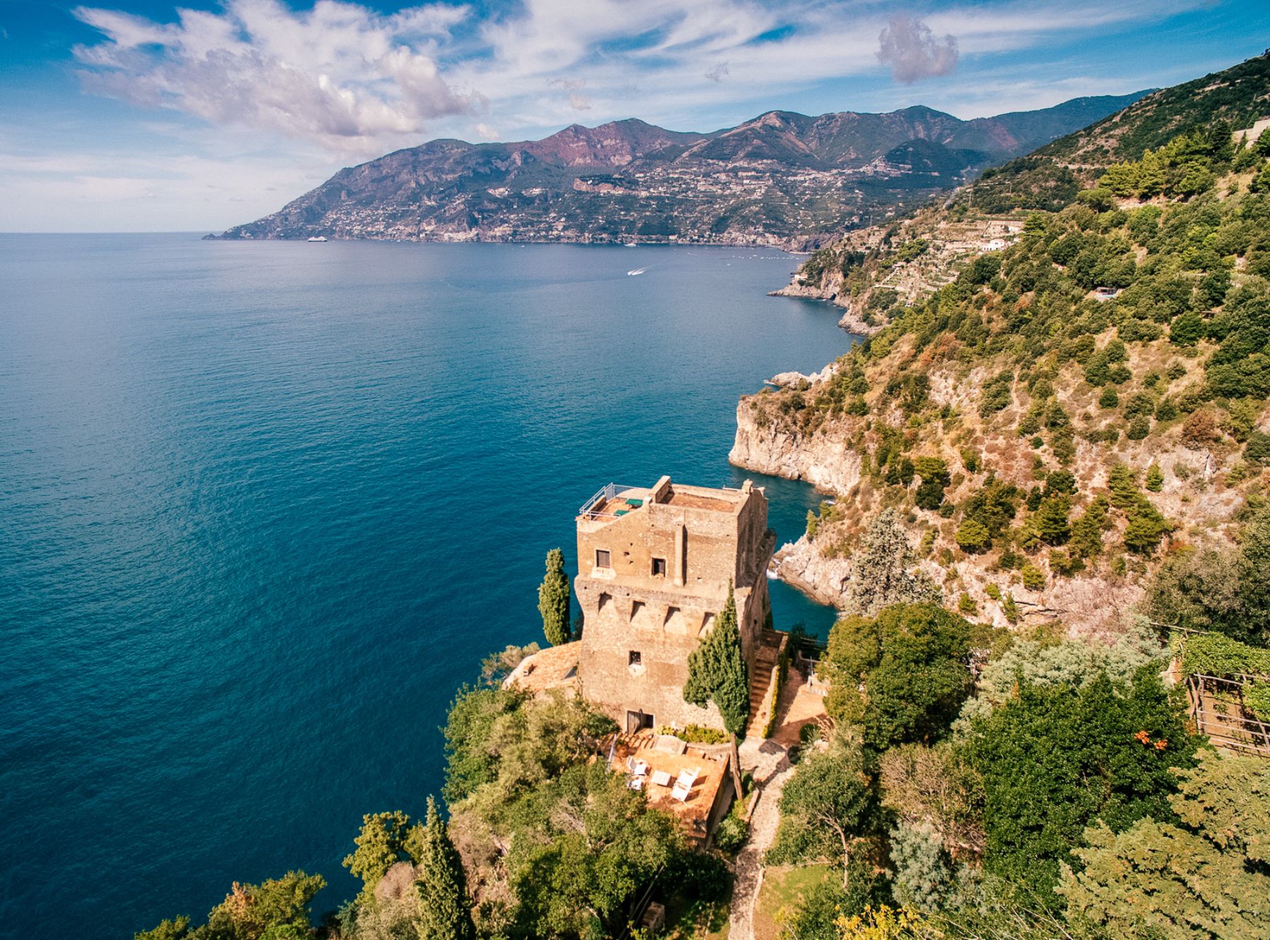 drone image of villa Maiori