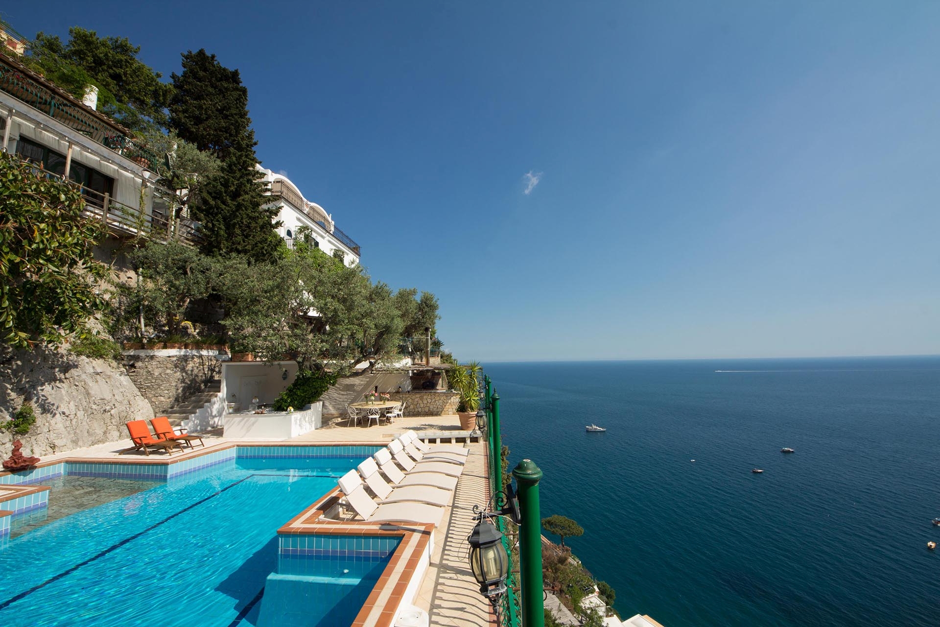 Swimming pool with coastal view from Villa Tuffariello, Amalfi Coast