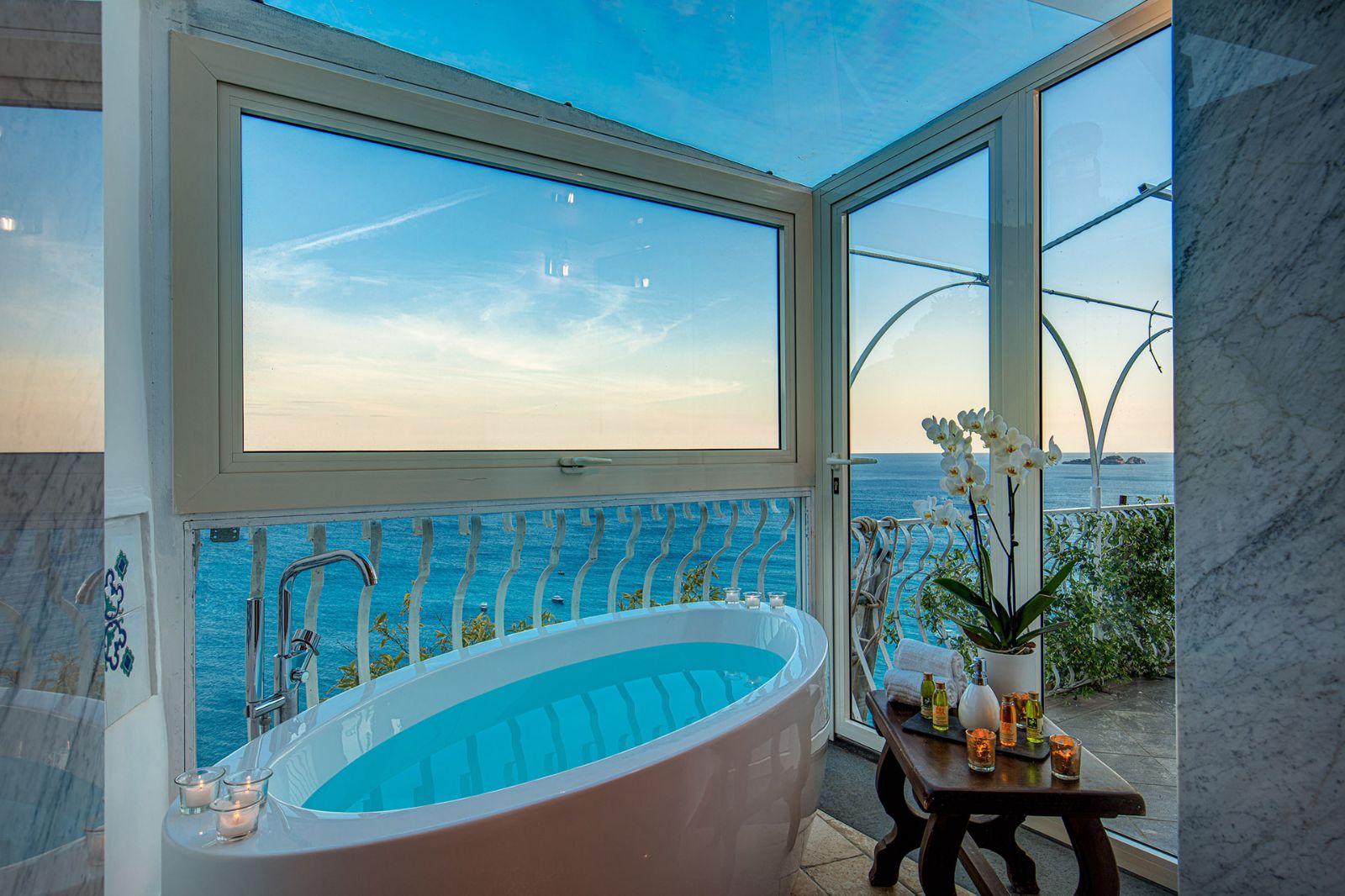View from the Bath at Villa Tuffariello in Amalfi