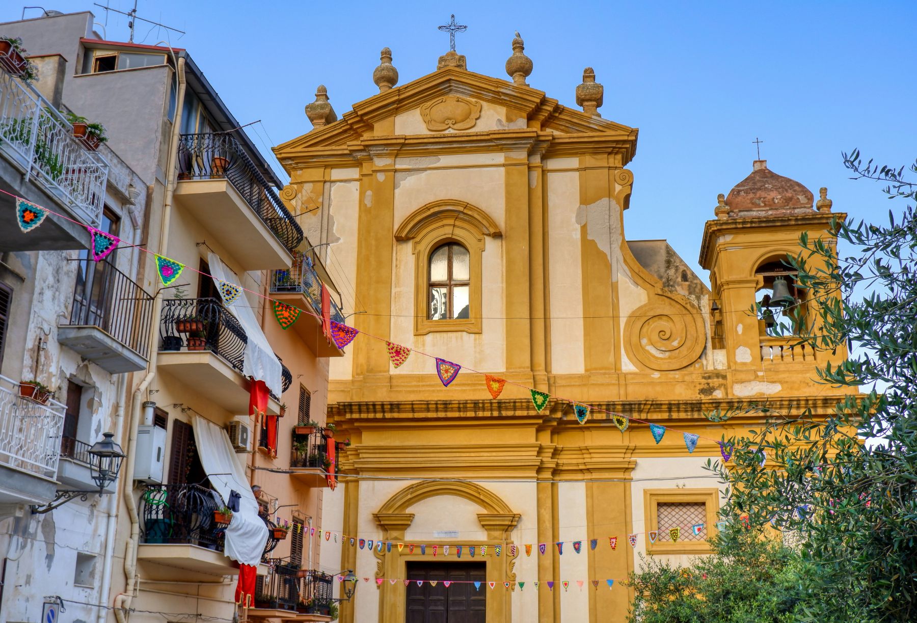 Exterior view of the Castellammare del Golfo church in Sicily