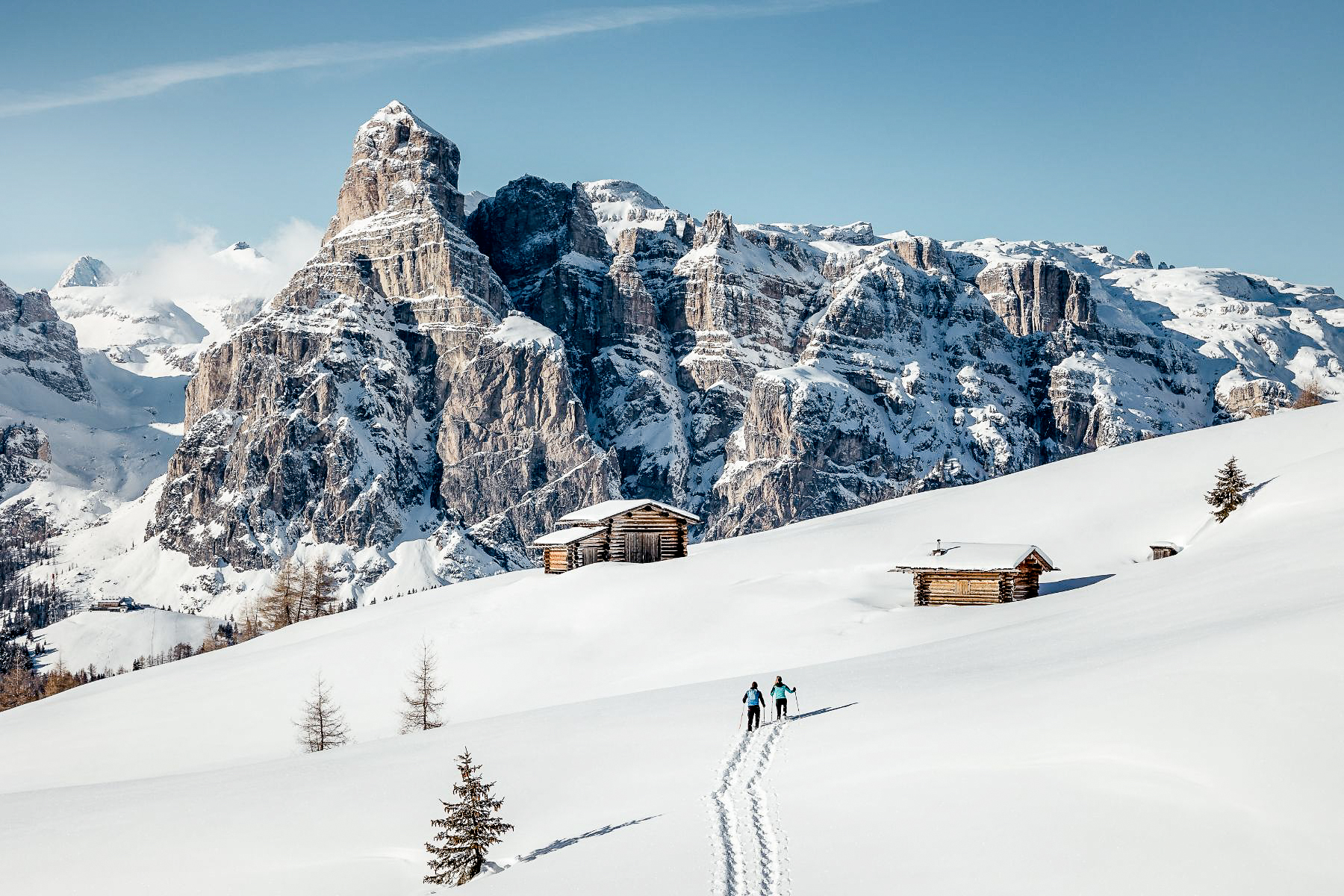 Cross-country skiing in the Alta Badia, Dolomites