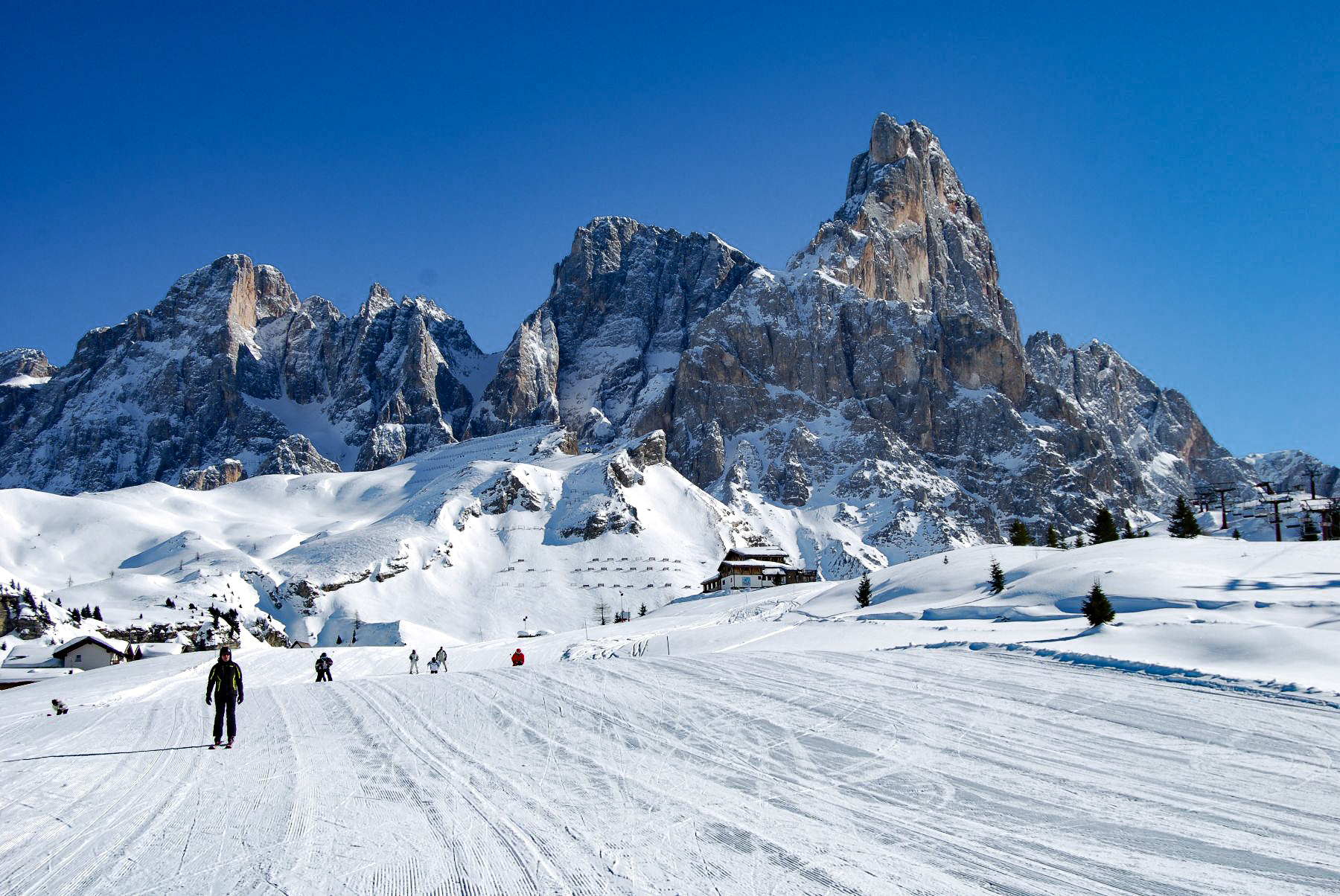 Skiing slopes in the Dolomites