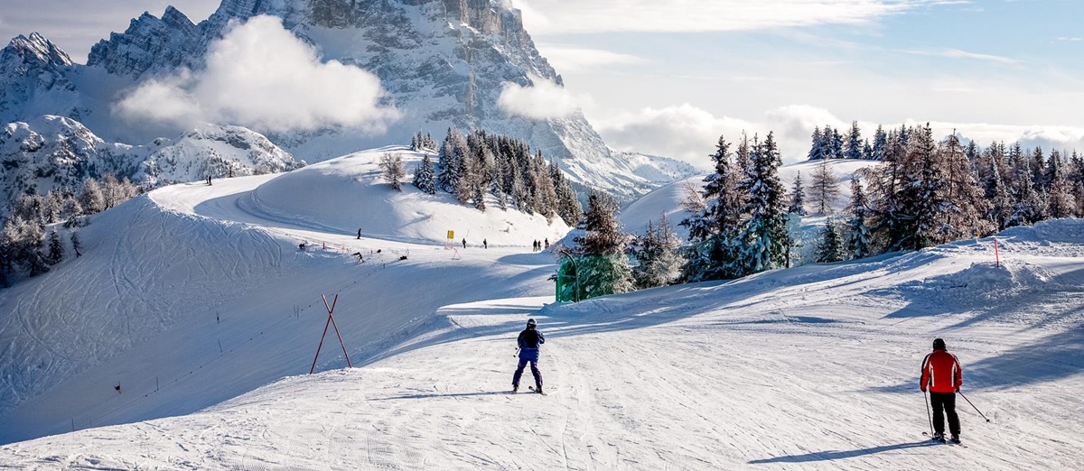Views of the Dolomites during skiing season