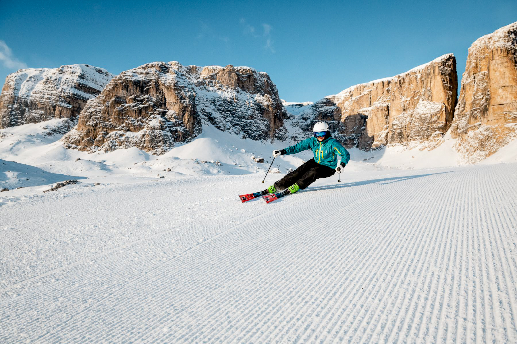 Skier in the Alta Badia in the Dolomites