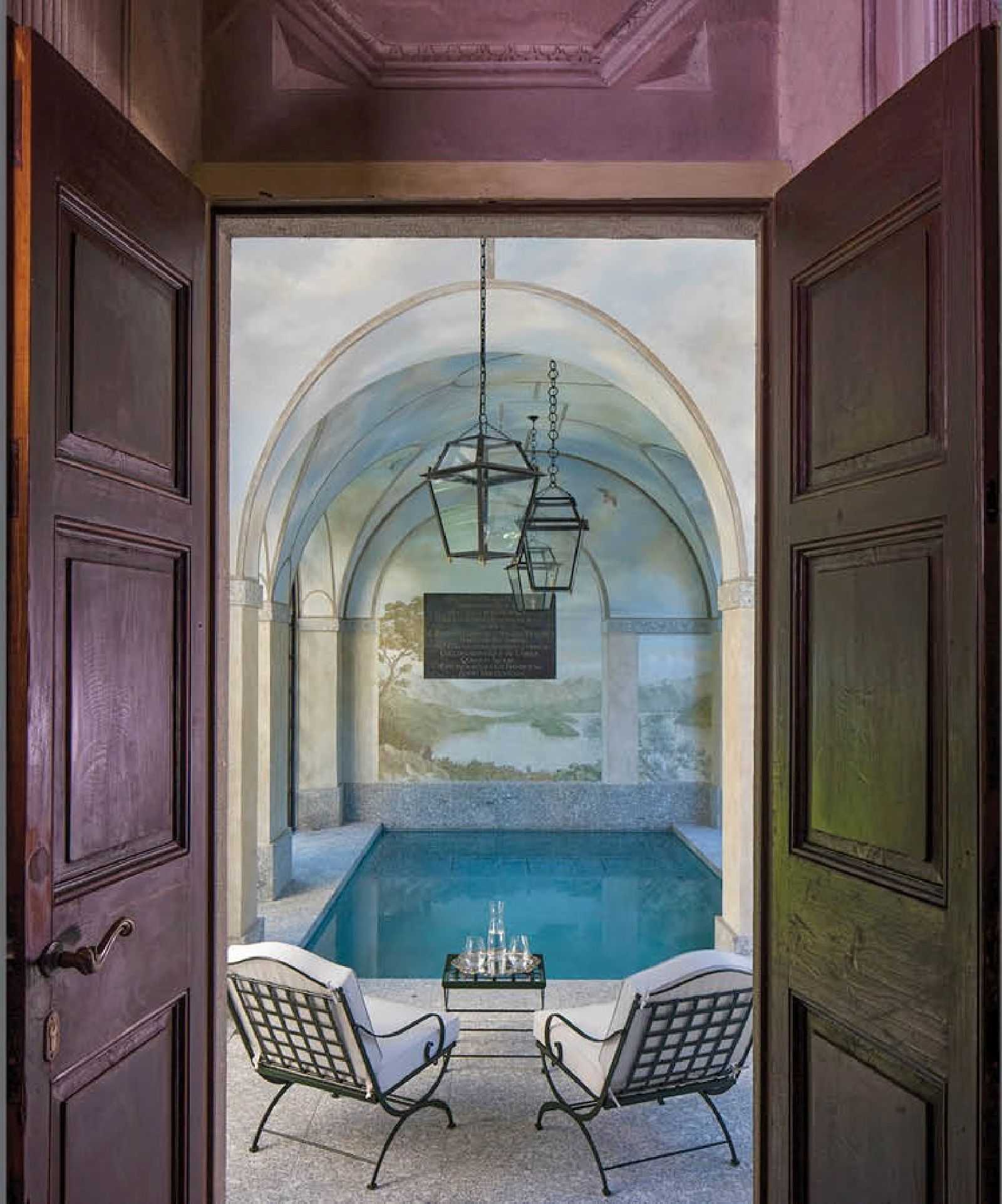 Indoor swim,ming pool at Villa Balbiano Lake Como Italy