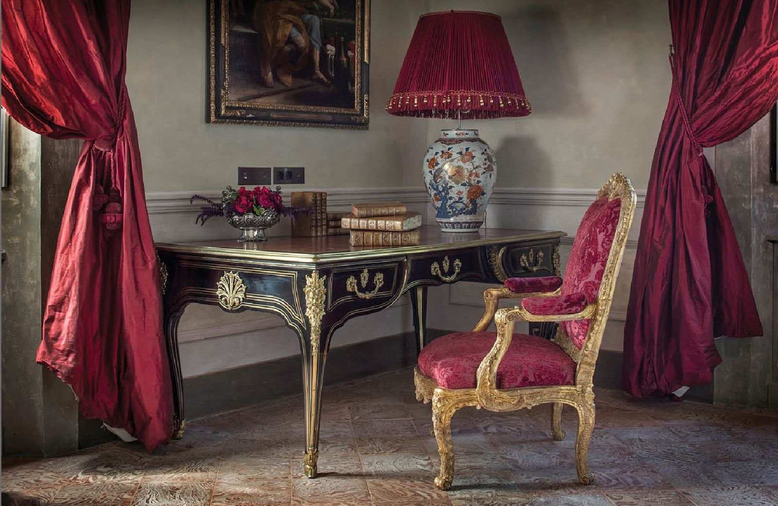 Antique furniture in Villa Balbiano Lake Como Italy