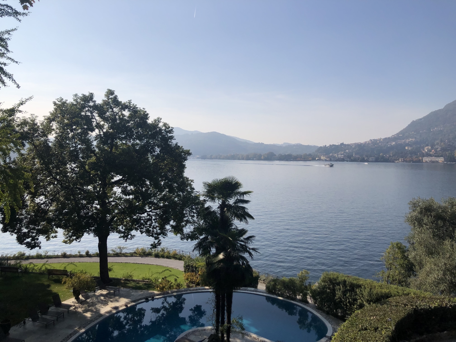 Pool, garden and lake view at Ville del Lago on Lake Como, Italy