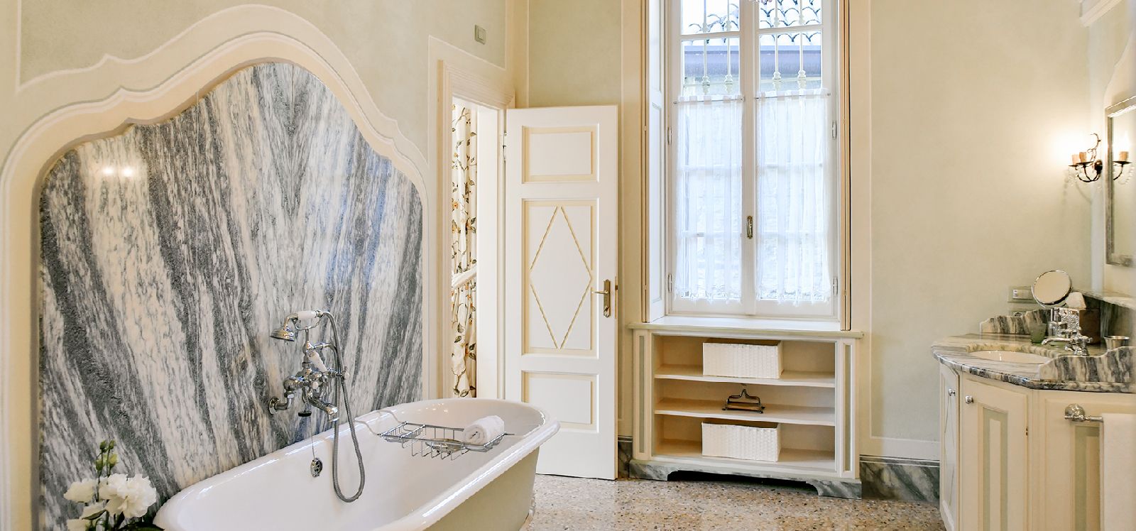 One of the guest bathrooms at Villa di Torno Lake Como Italy