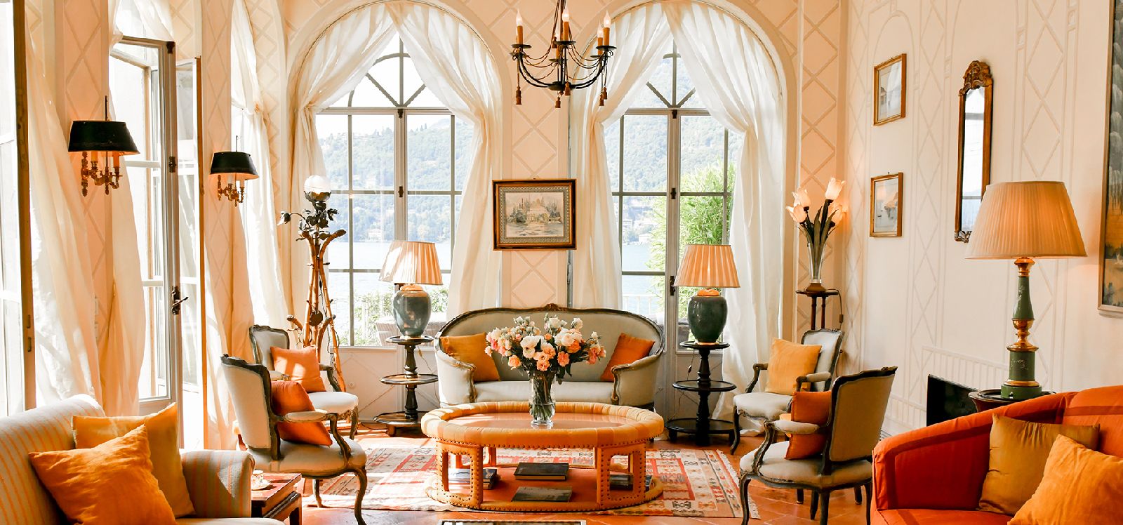 One of the living rooms at Villa di Torno Lake Como Italy