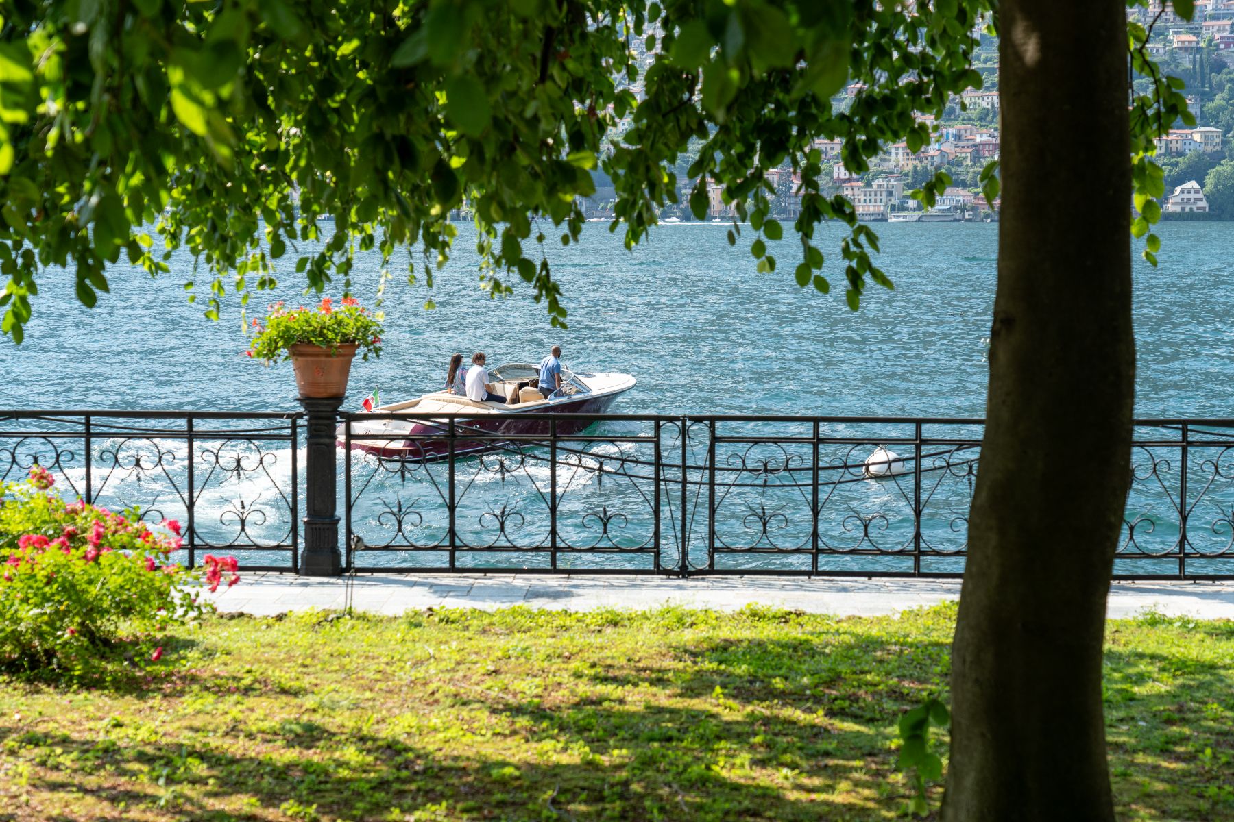 Boat in the lake at Villa Giada, Lake Como