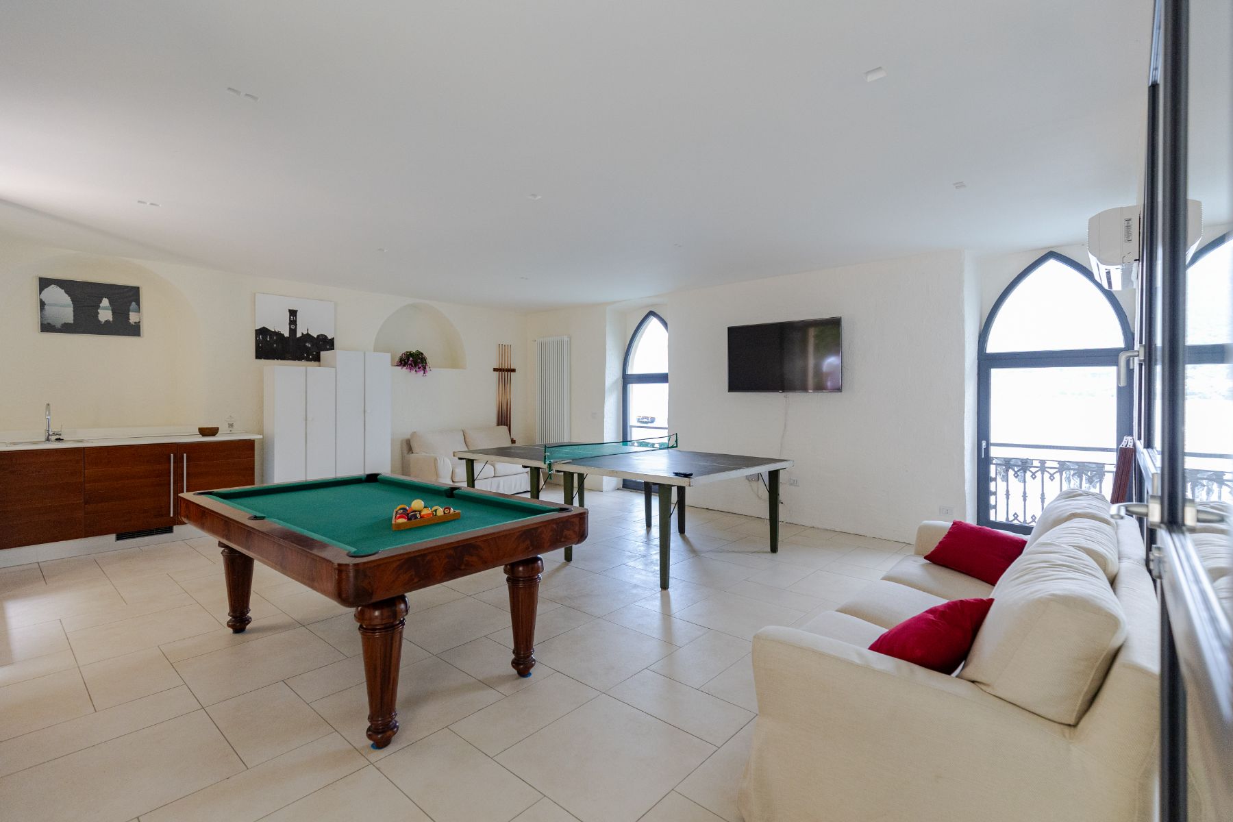 Games room at Villa Giada in Lake Como, Italy