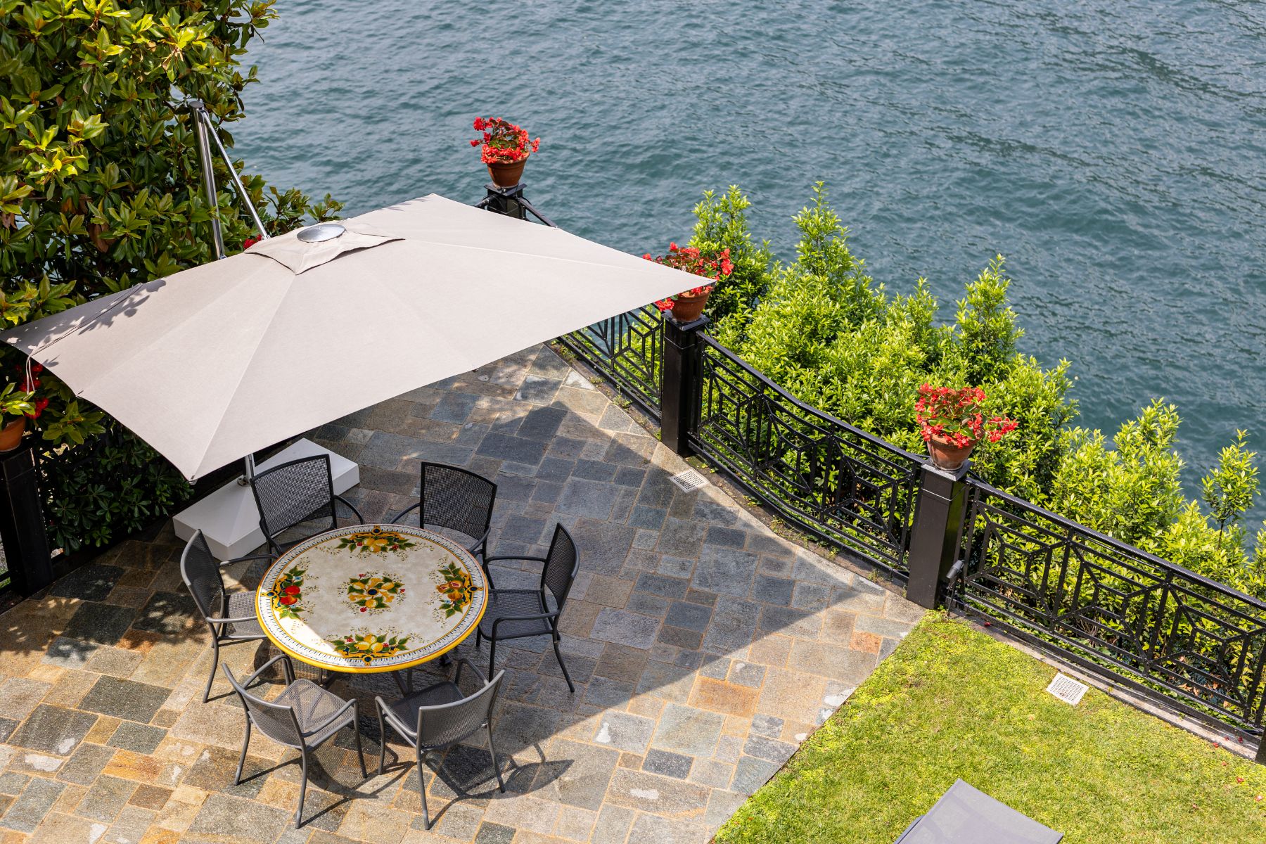 Outdoor seating at Villa Giada in Lake Como, Italy