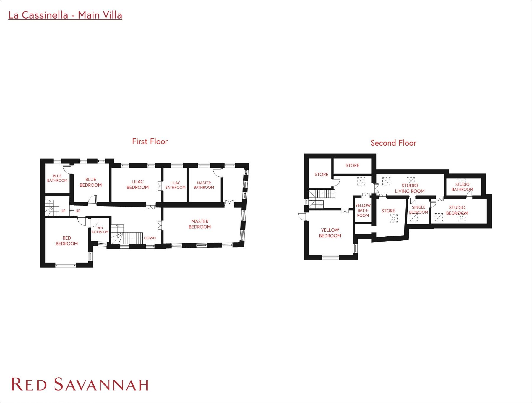 Villa La Cassinella bedrooms floorplan