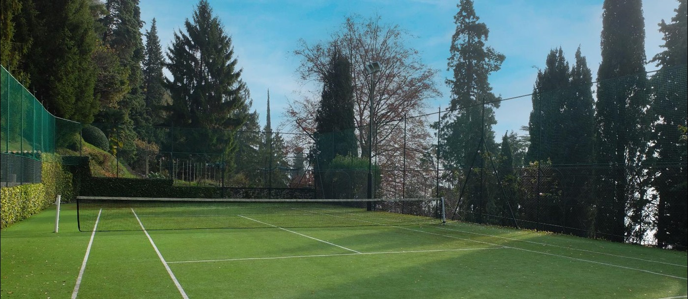 Tennis courts on the grounds of Villa La Cassinella in the Italian Lakes