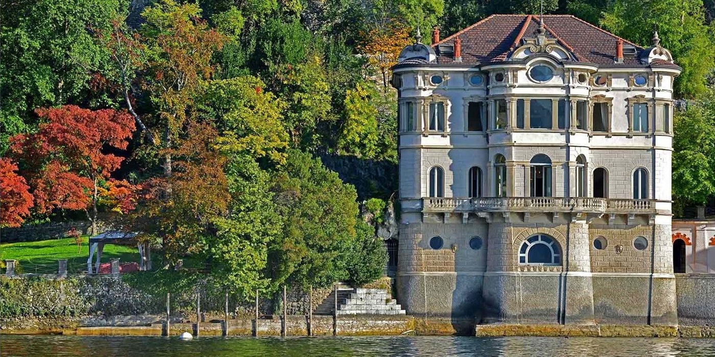 Exterior of property with trees in background at Villa Maria Taglioni on the Italian Lakes