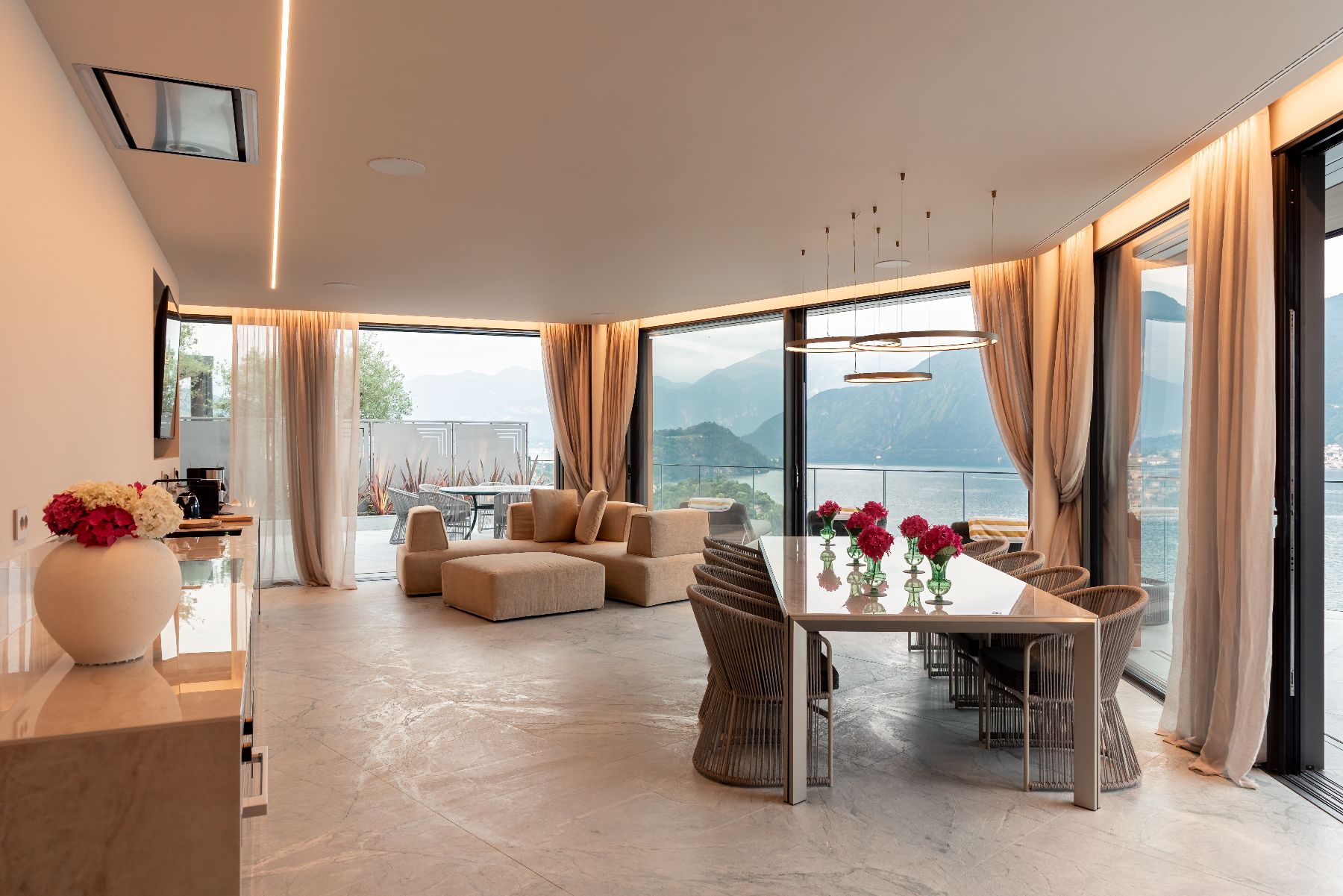 Living and dining area at Villa Orizzonte in Lake Como