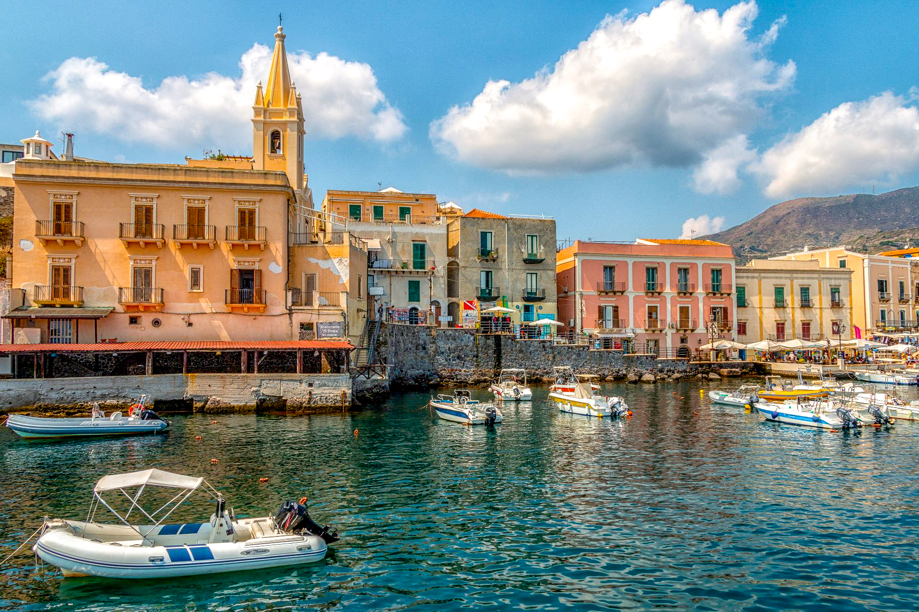 Boats in the Lipari Harbour in Sicily