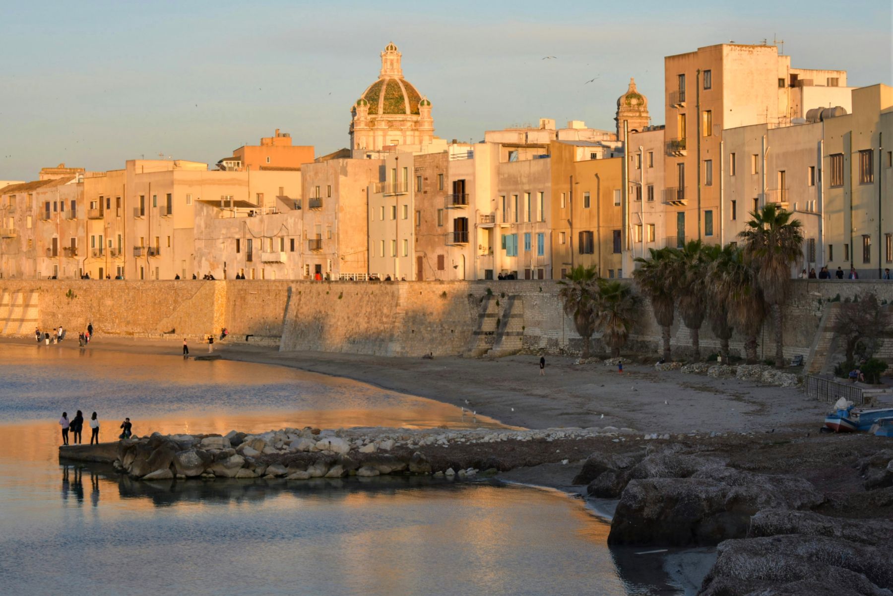 Walls along the beach of Mura di Tramontana in Trapani