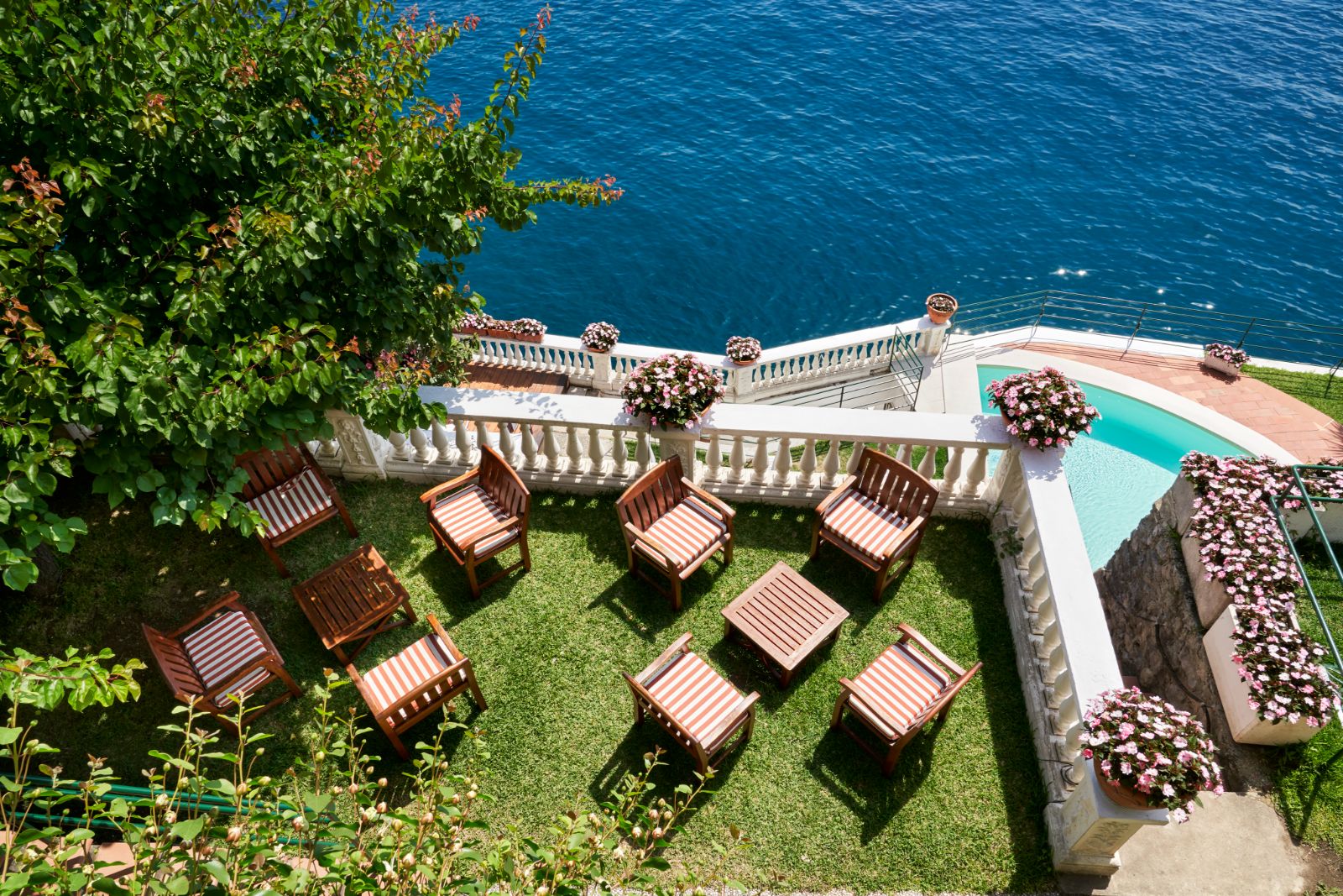 Aerial view of the Beach Club at Palazzo Avino