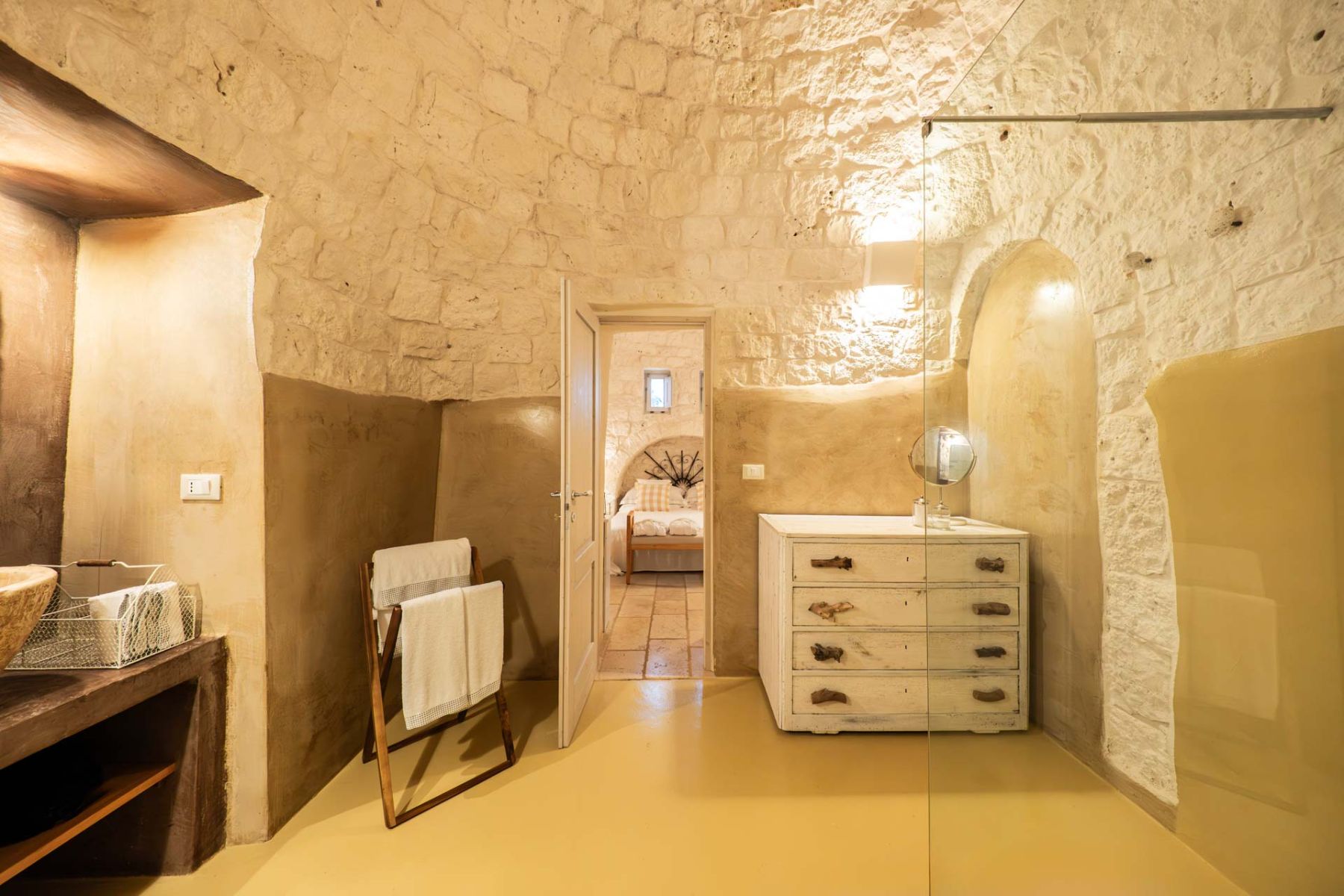 Bathroom at Masseria Bianco in Puglia, Italy