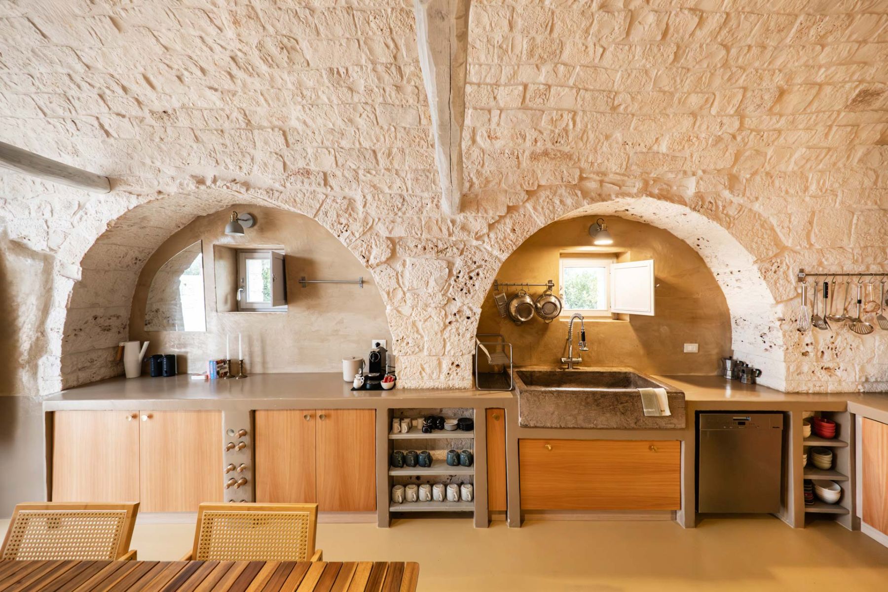Kitchen at Masseria Bianco in Puglia, Italy