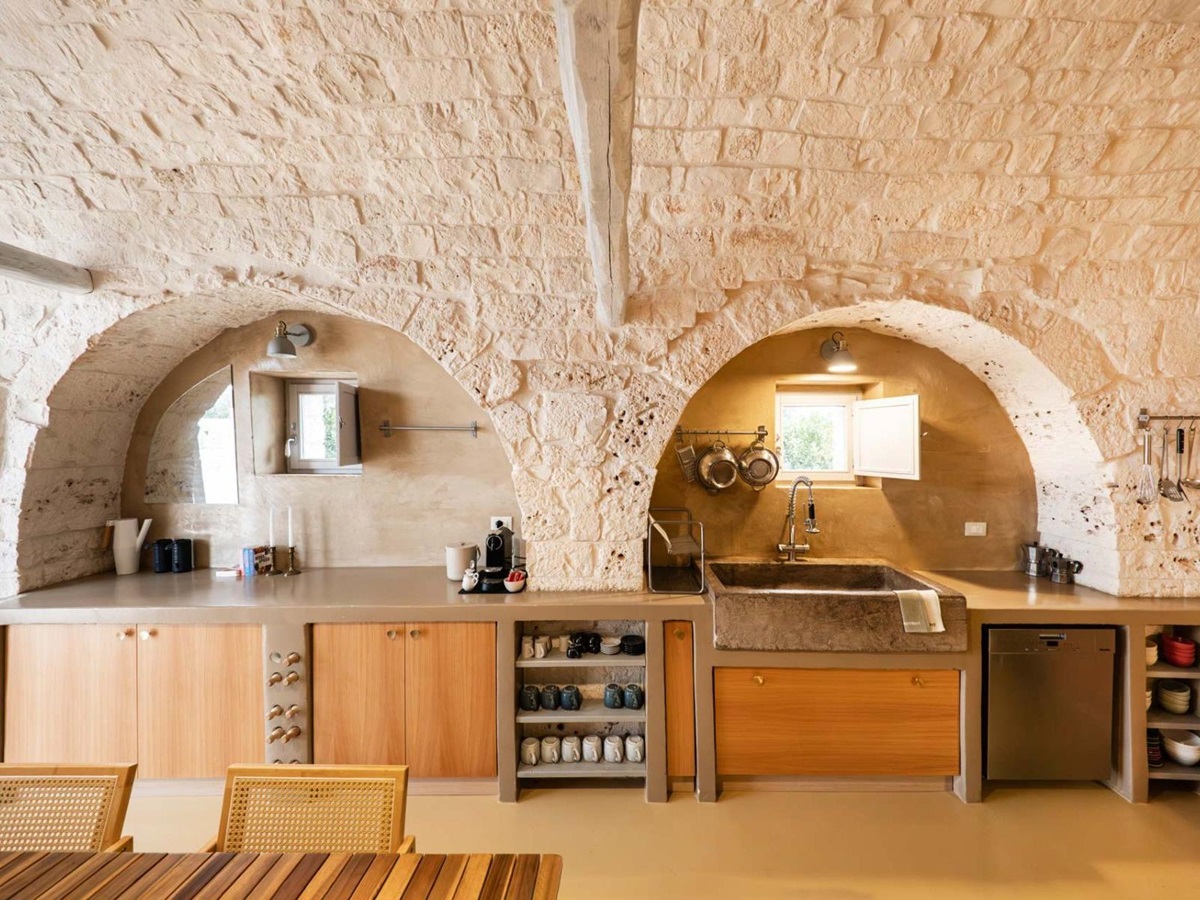 Kitchen at Masseria Bianco in Puglia, Italy