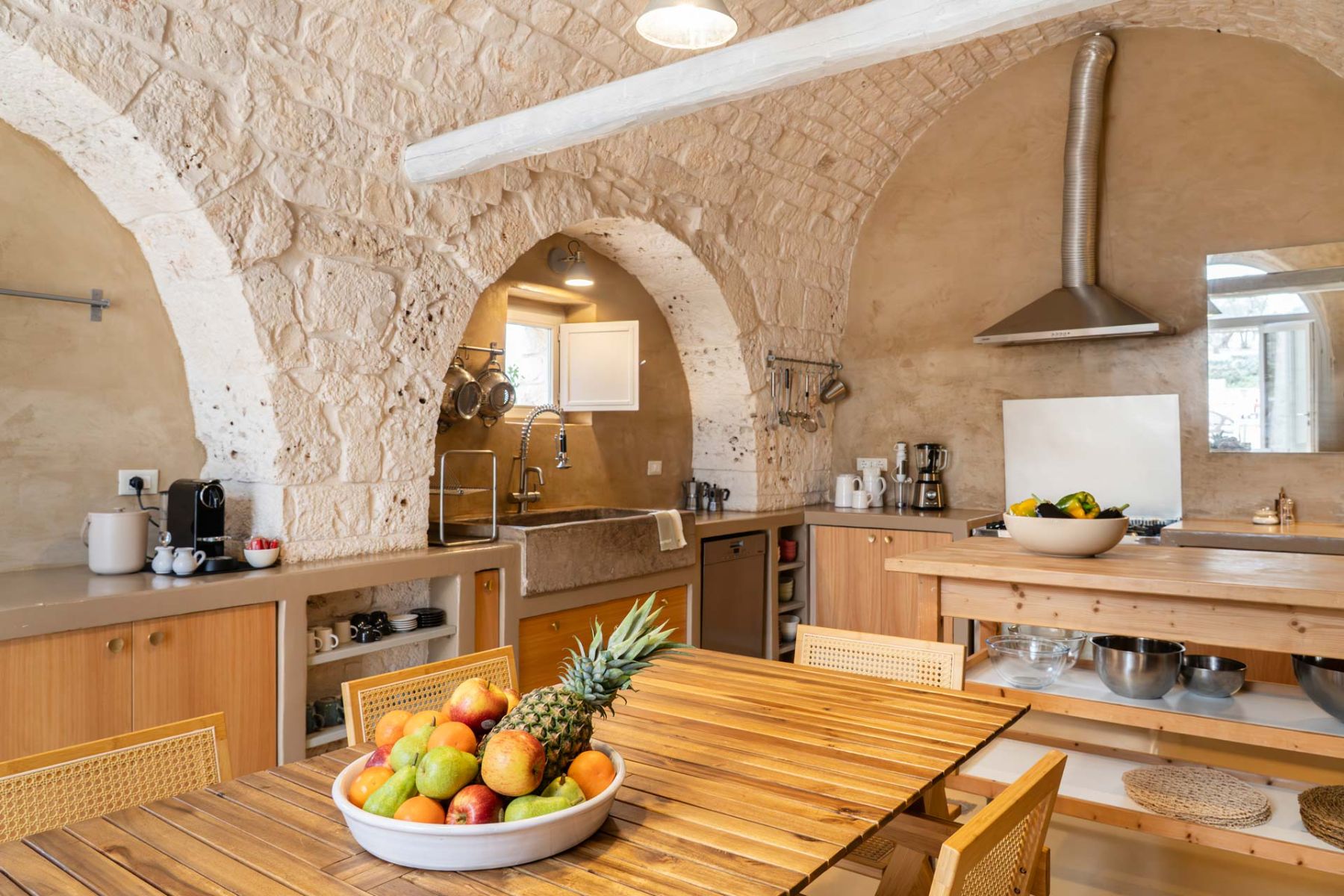 Kitchen at Masseria Bianco in Puglia, Italy