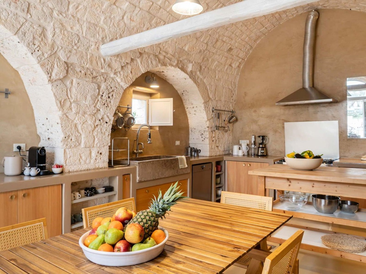 Kitchen at Masseria Bianco in Puglia, Italy