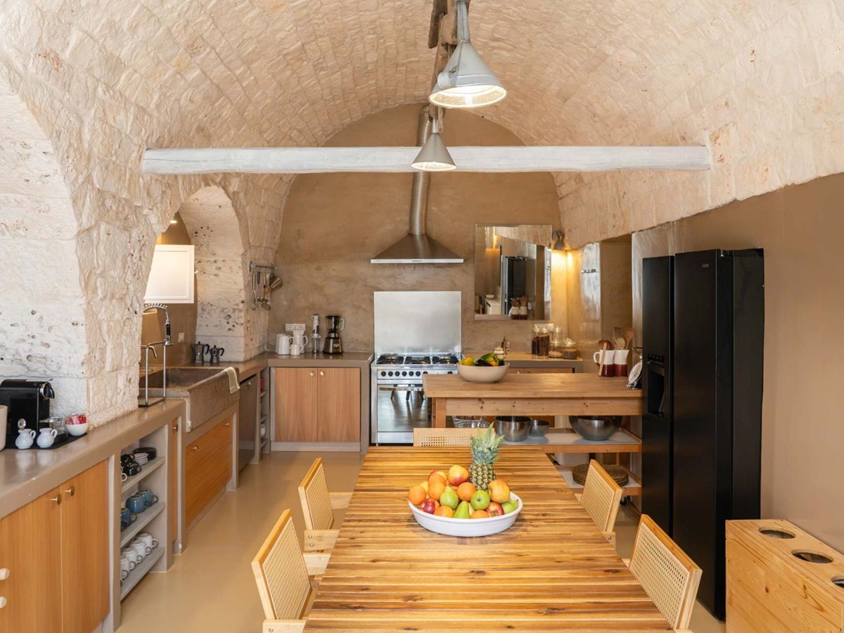 Kitchen at Masseria Bianco in Puglia, Italy