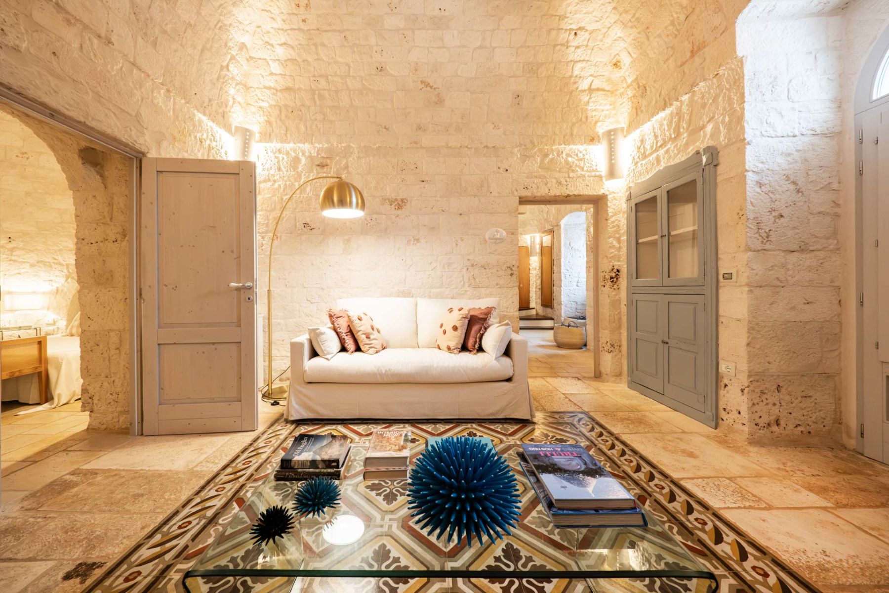 Sitting room at Masseria Bianco in Puglia, Italy