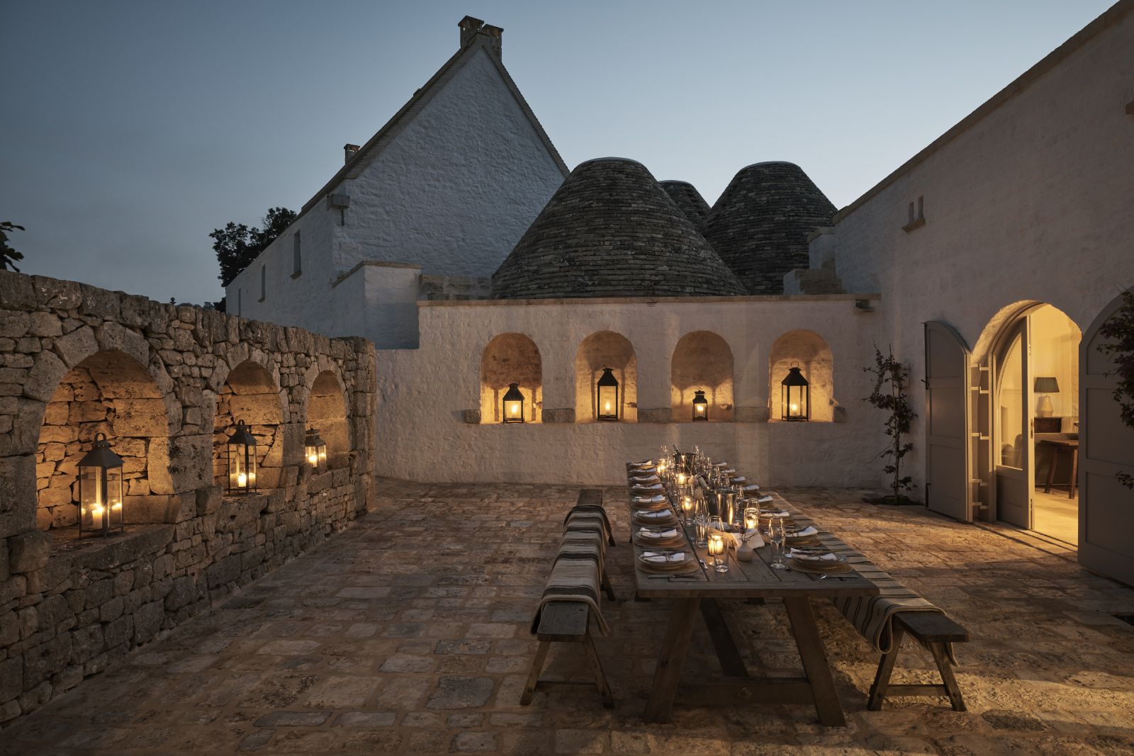 Evening Outdoor Dining at Masseria Pietra in Puglia