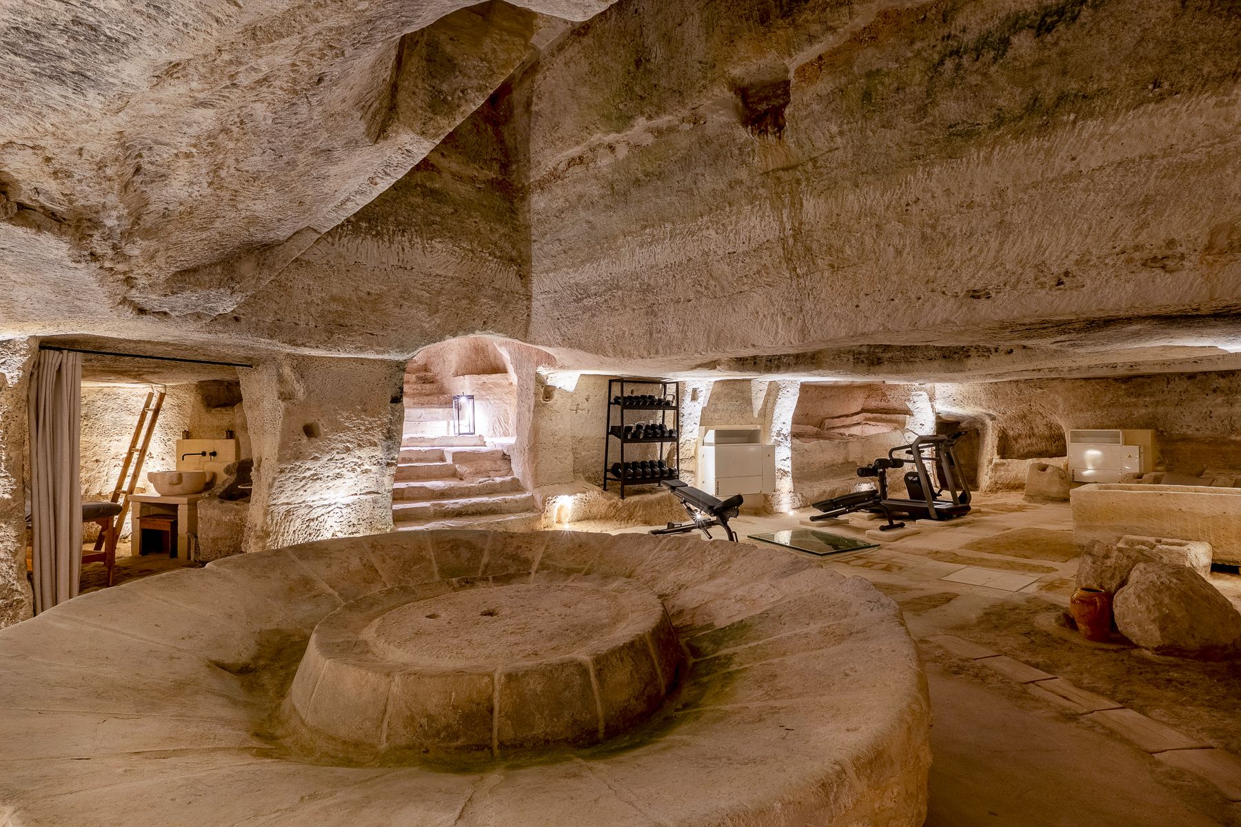 Olive mill and gym at Masseria Salento in Puglia