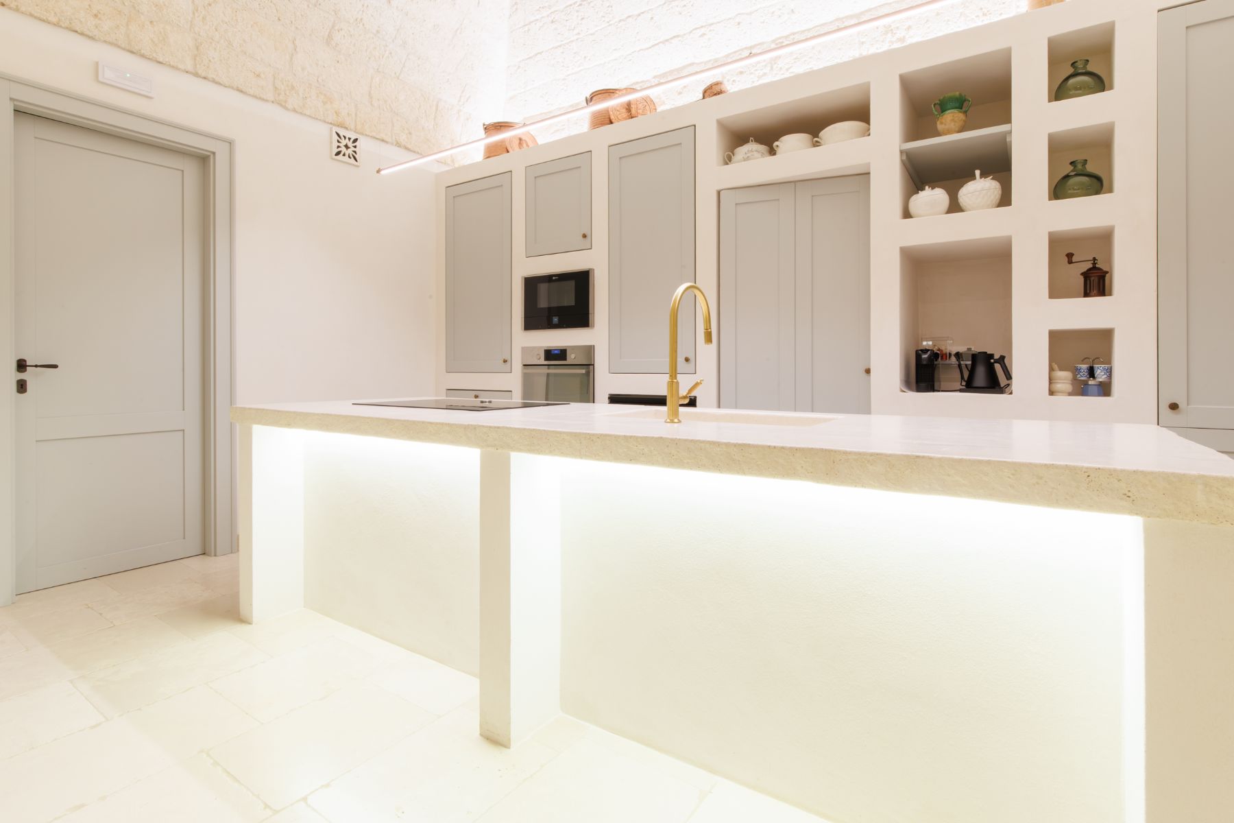Kitchen cupboards at Trulli Armonia in Puglia