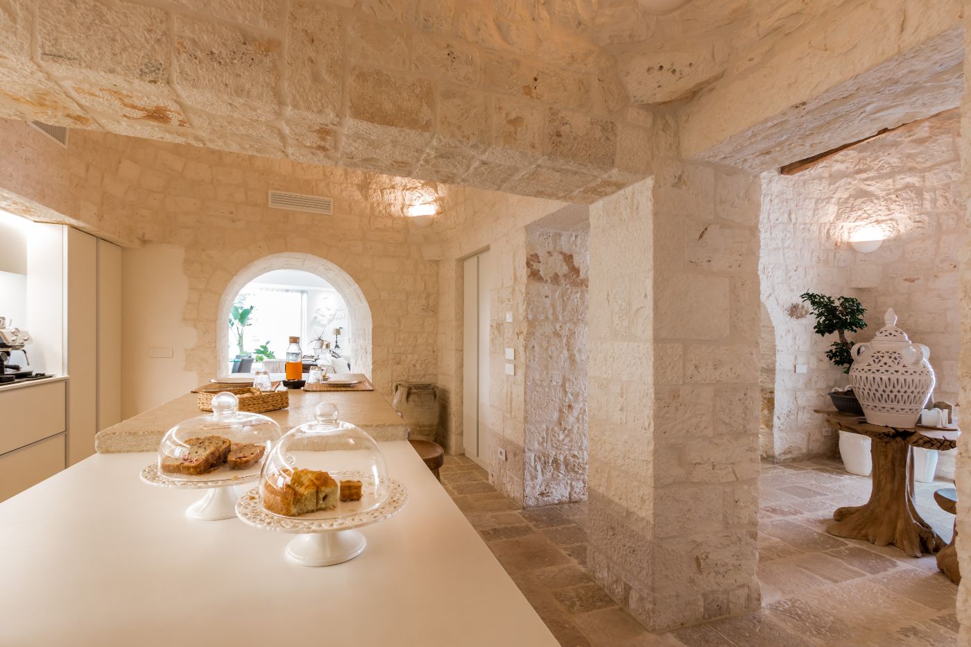 The kitchen at Trulli Bianca.
