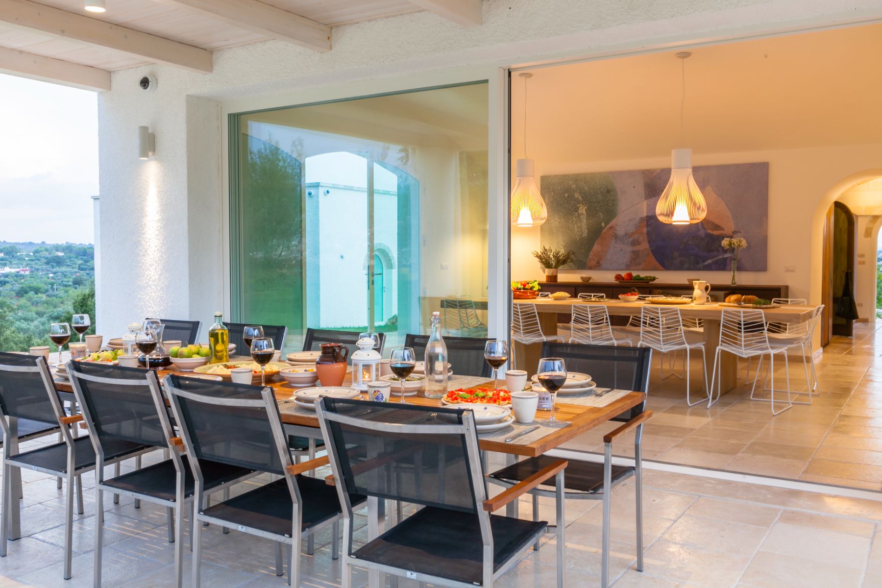 Close up outdoor kitchen table at Trulli Lucia in Puglia