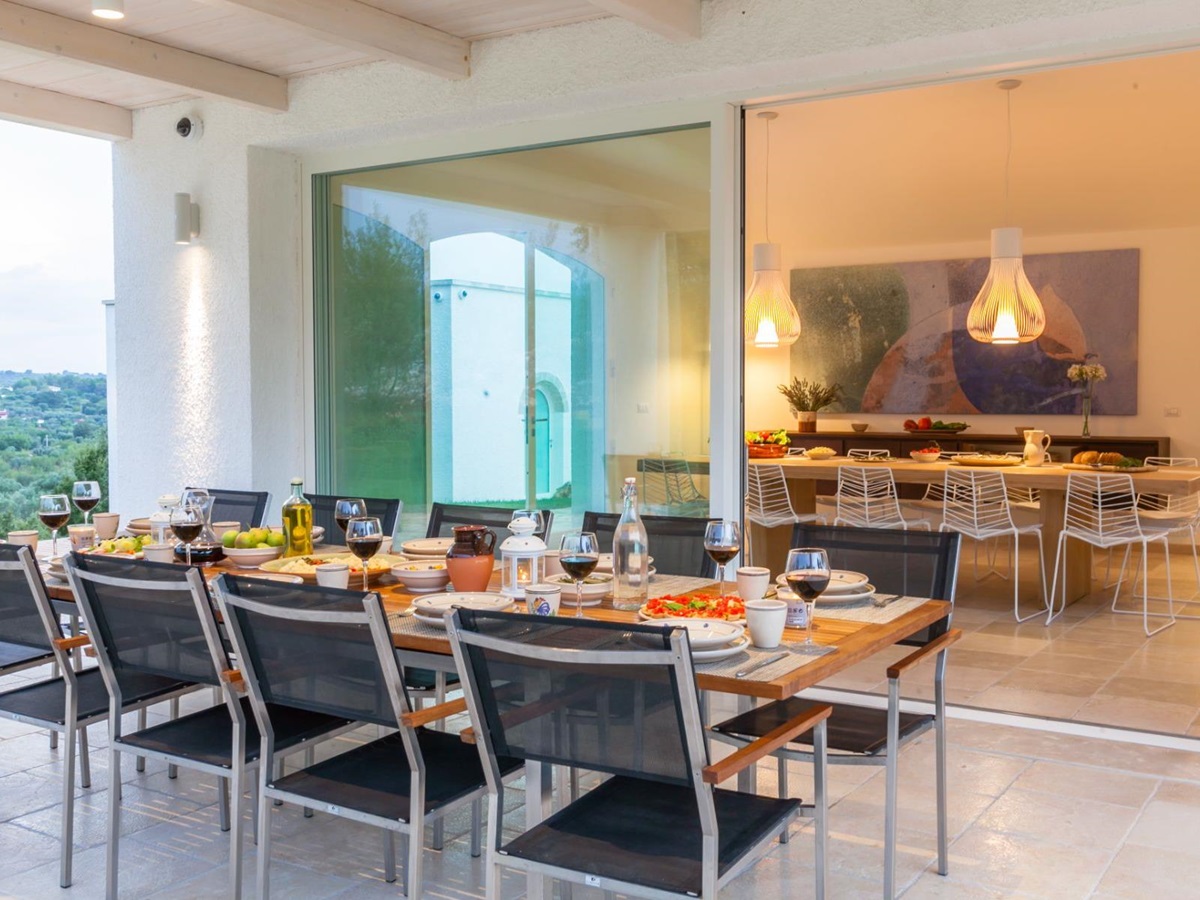 Close up outdoor kitchen table at Trulli Lucia in Puglia