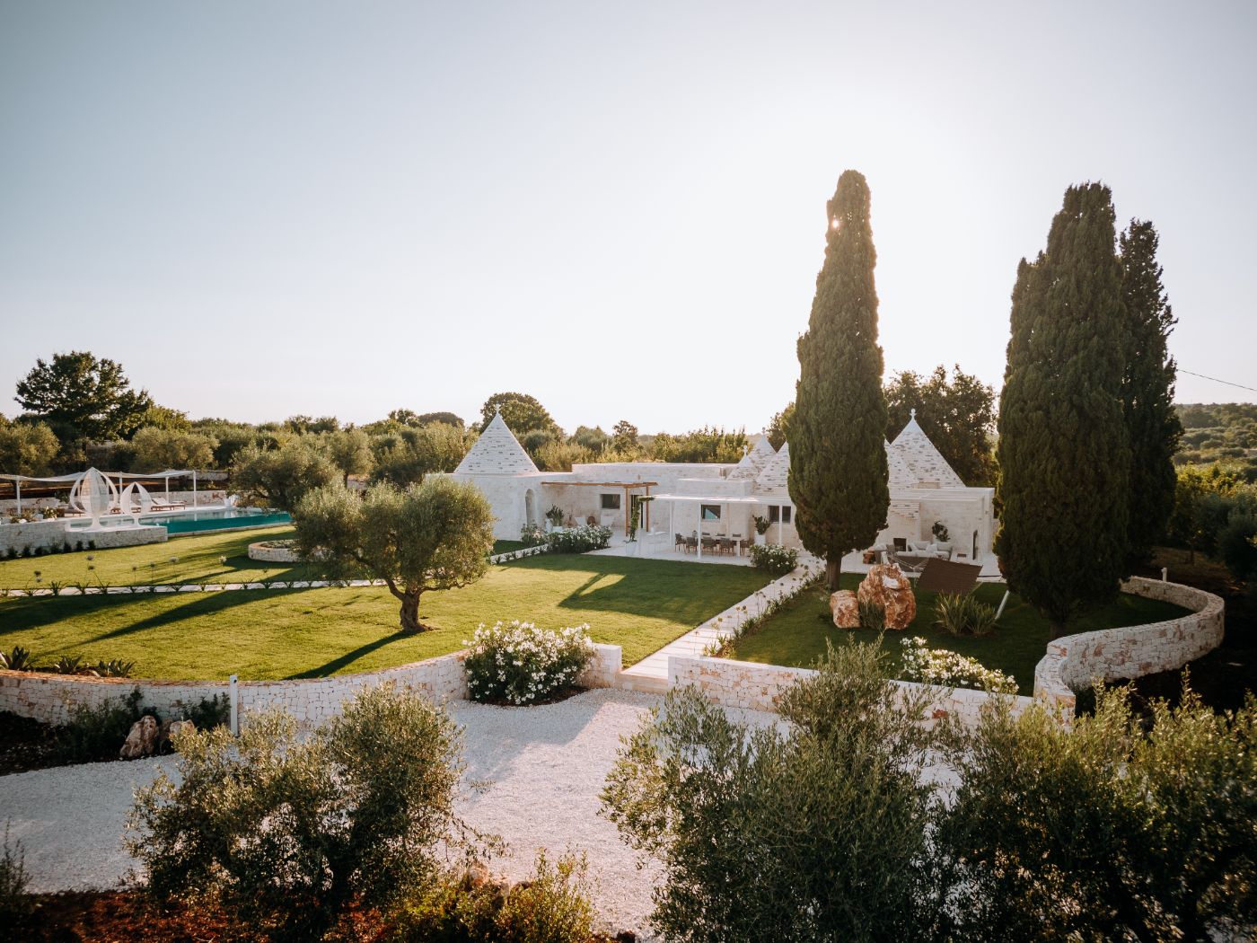 An exterior shot of Trulli Pomona.