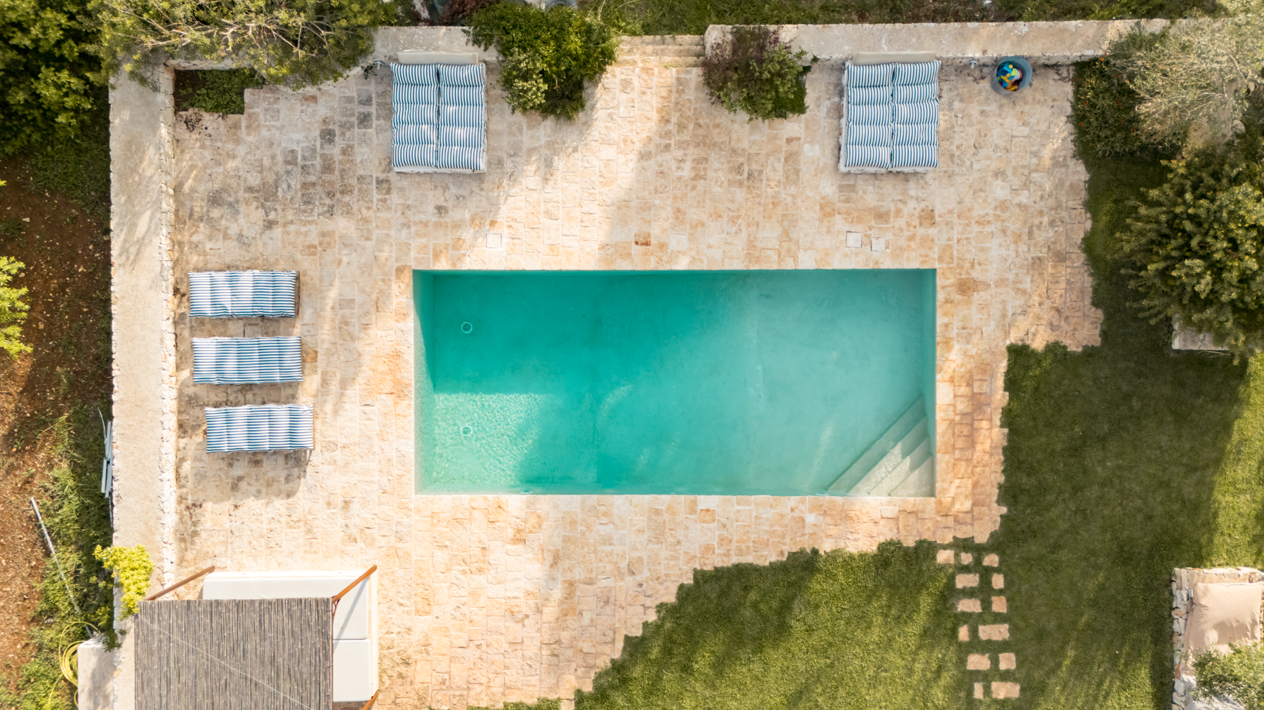 Aerial view of pool at Trullo Uliveto, Puglia