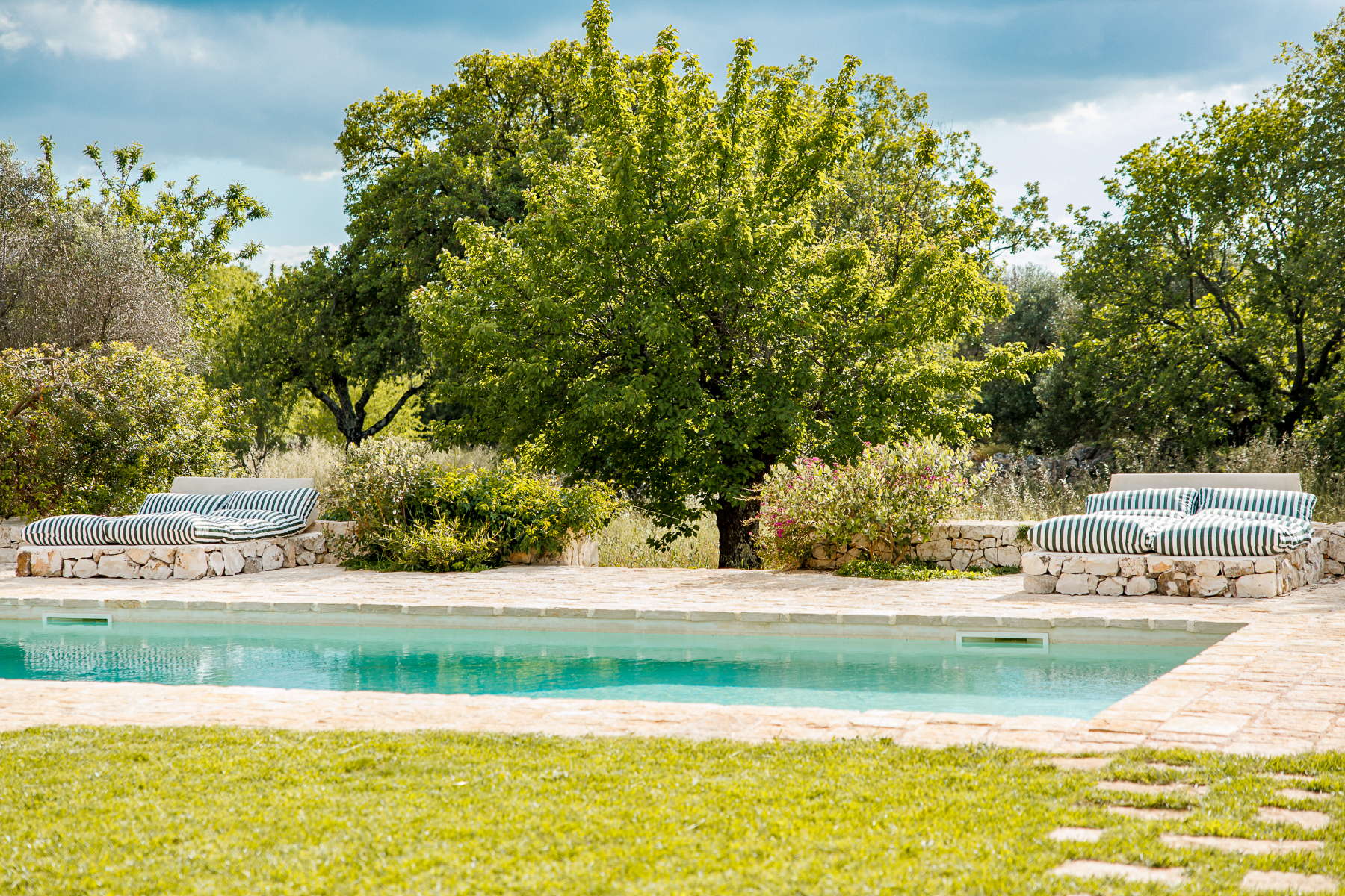 Pool and garden at Trullo Uliveto, Puglia