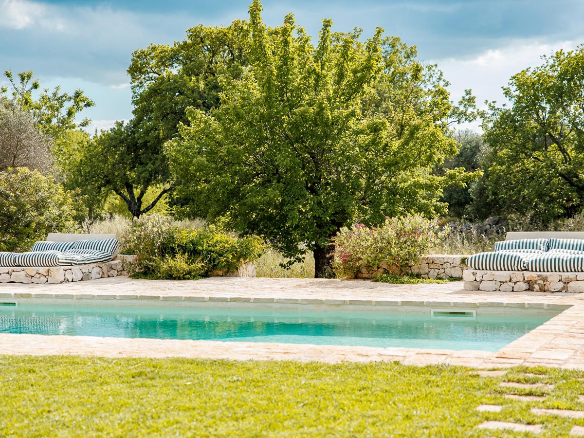 Pool and garden at Trullo Uliveto, Puglia