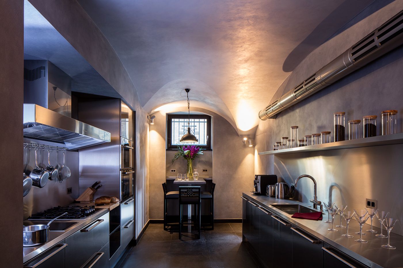 The professional kitchen at Villa Clara.