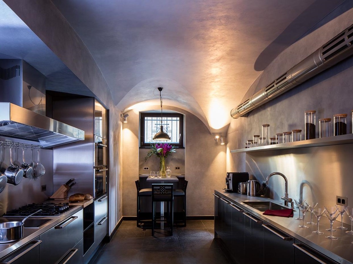 The professional kitchen at Villa Clara.