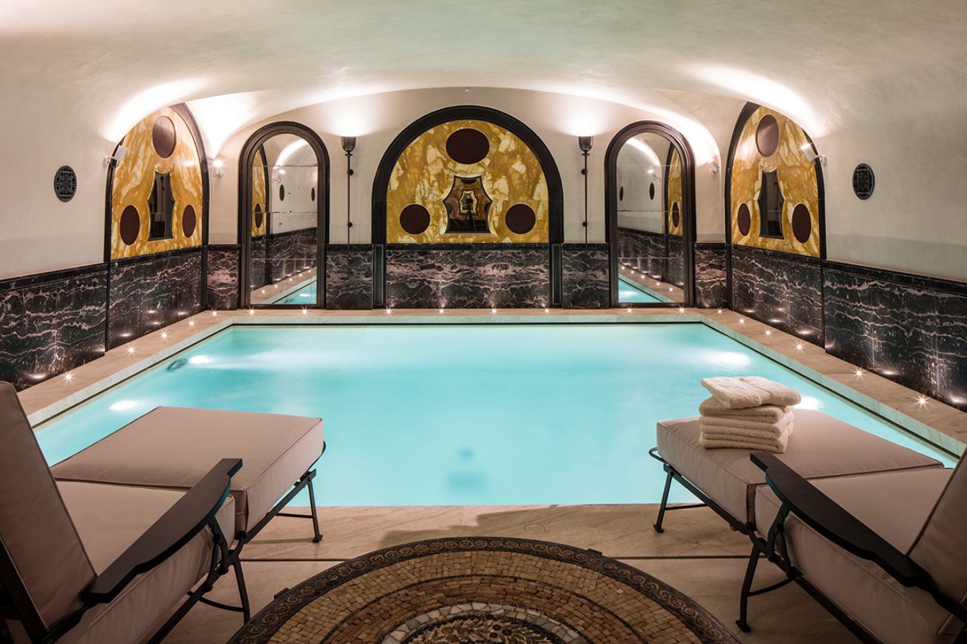 The luxury indoor pool at Villa Clara.