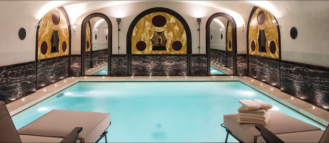 The luxury indoor pool at Villa Clara.