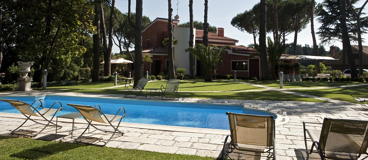 Swimming pool and gardens at Villa Nocetta, Rome Lazio